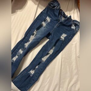 Wax distressed skinnies